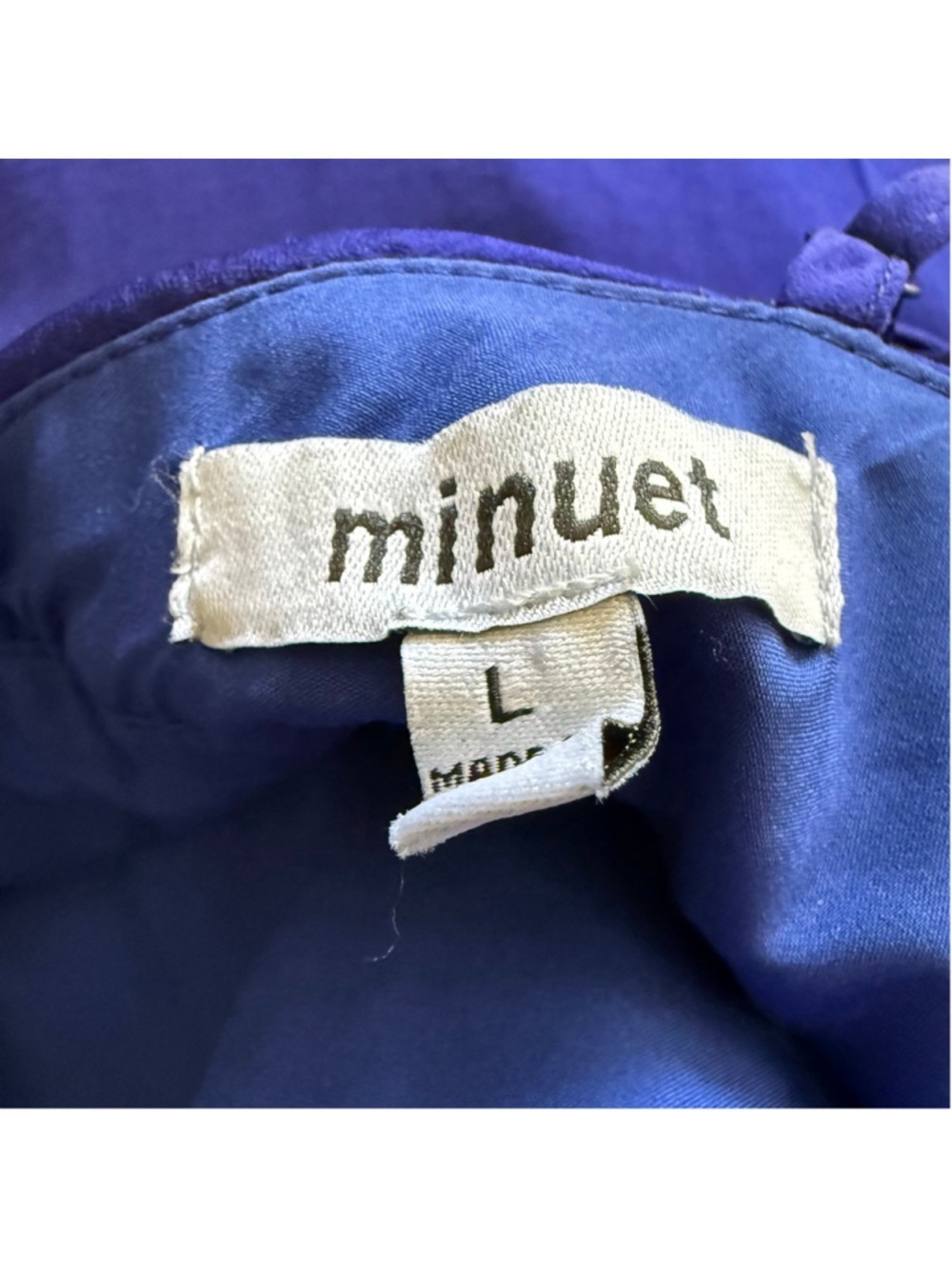 Minuet royal blue cocktail maxi dress fit flare ruched waist low sexy back sz L - Picture 8 of 14